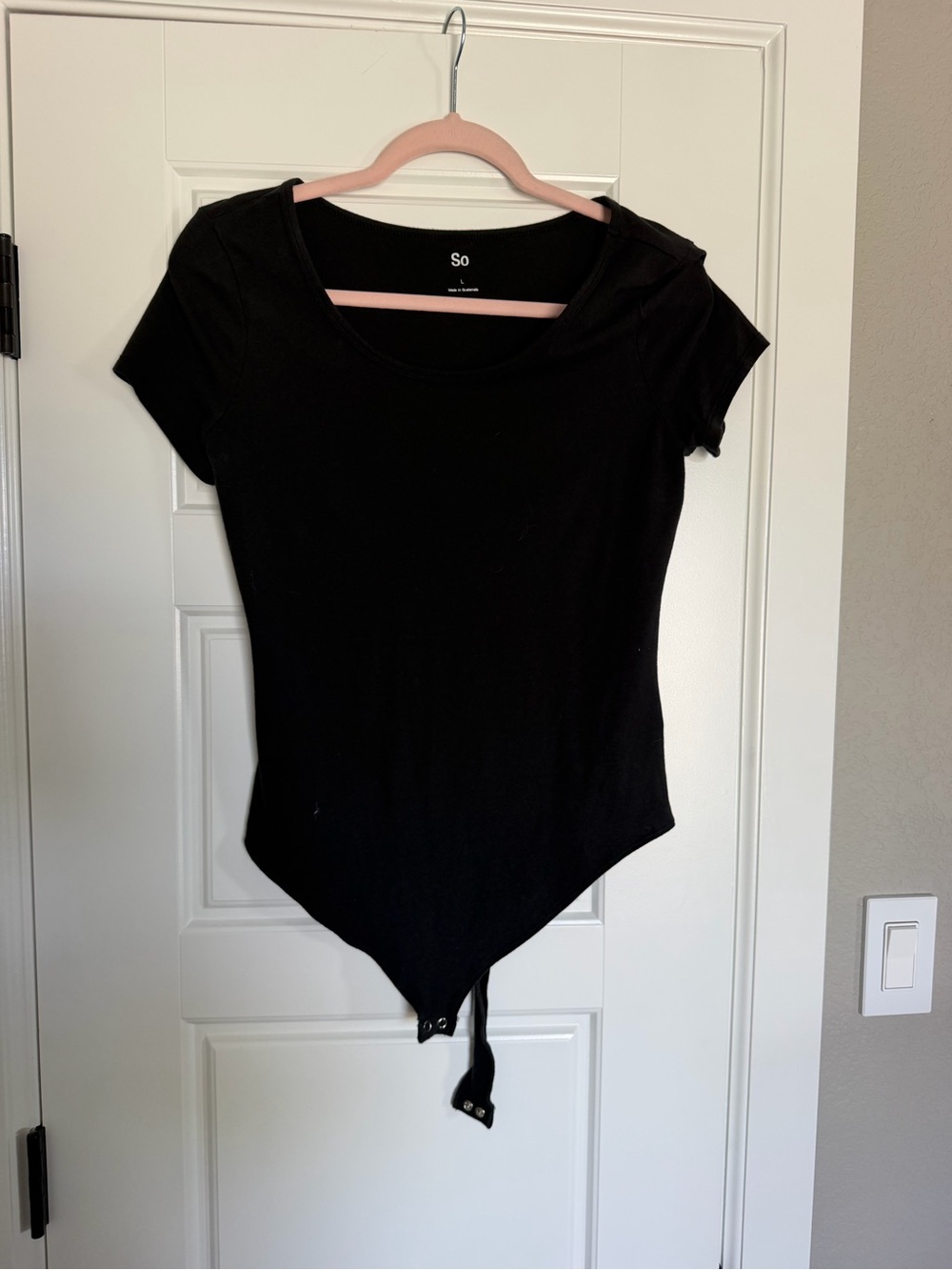 SO Black Short-Sleeve Scoop Neck Bodysuit
